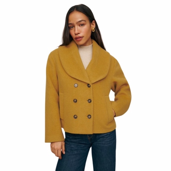 NEW Reformation Wool Blend Scarlet Jacket Mostarda XS - Picture 5 of 13